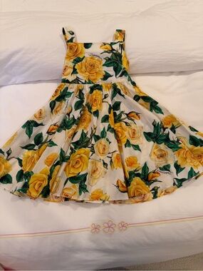 Girls Dolce Gabbana Yellow Rose Print Sundress T4
